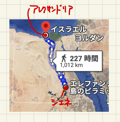 シエネとアレクサンドリアの位置関係